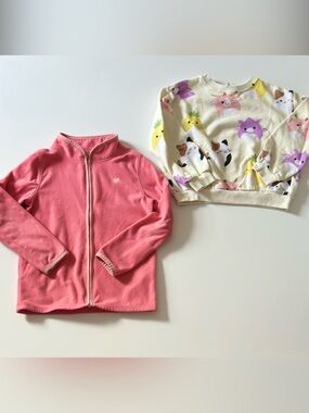 Girls Pink Zip-Up Fleece Jacket and Sweatshirt Size 6x/7